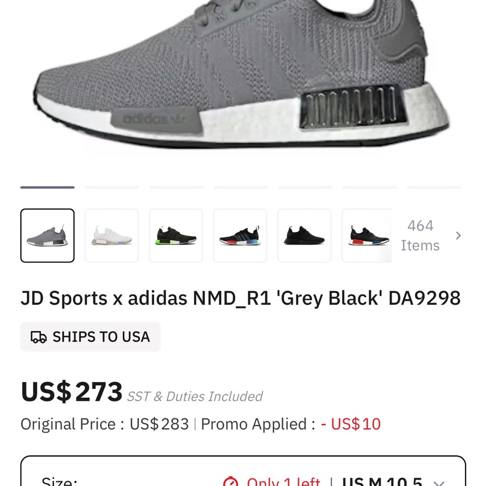 Adidas NMD_R1 Black and Gray Sneakers